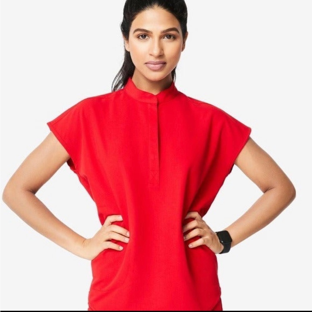 FIGS Women’s Scrub Set - Rafaela Scrub Top & Yola Scrub Pants In Pop Red.Sz XXL